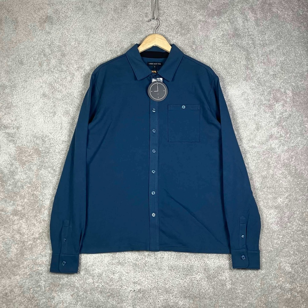 Linus Tech Tips Large Blue Long Sleeve Cotton Button Up Shirt 9-5 Collection